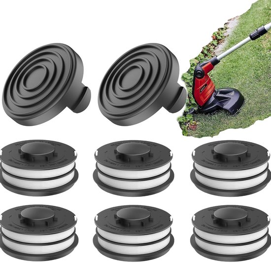 Accessoires Set voor Einhell GE-CT 4530 (3405685) Grastrimmer – 6× Spoel Draadspoel + 2× Spoelkap – Reserve Onderdelen voor Grastrimmer