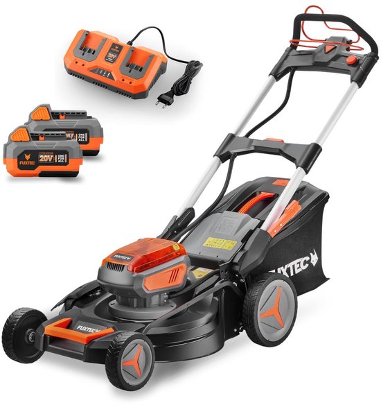 Accu-aangedreven grasmaaier 40V FUXTEC FX-E2RM51 - Set met 2 batterijen van 4Ah en dubbele oplader van 2,4A van Merkloos	