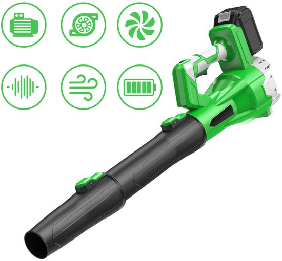 Accu Bladblazer 21V - Lichtgewicht en Krachtig - Compact en Draadloos - Extra Krachtige 2x 2.0Ah accu - Groen