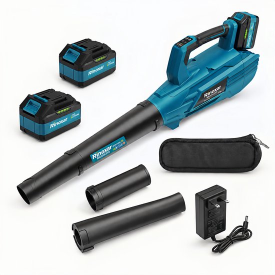 Accu Bladblazer 850W Borstelloze Motor met 2x 5200mAh Accu - 800 m³/u - Turbo Modus - 2 Mondstukken - 2,2 kg
