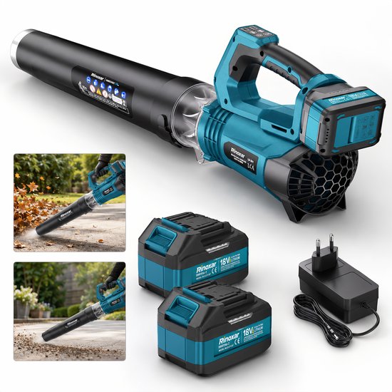 Accu Bladblazer 850W met 2 Accu’s – 180 km/u – 800 m³/u – 6 Standen – Lichtgewicht Elektrische Blazer voor Tuin, Auto en Terras