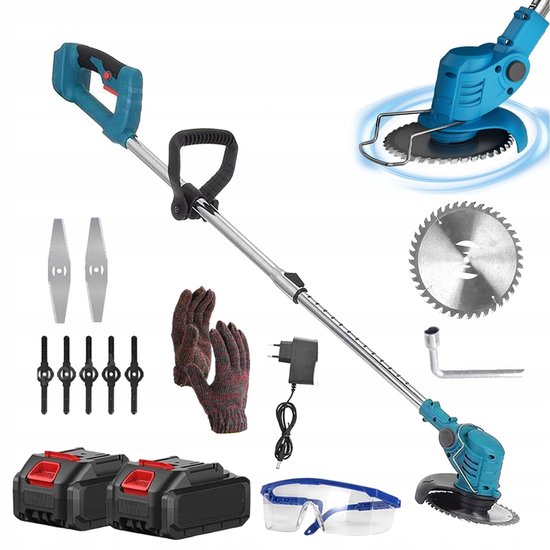 Accu Grasmaaier - 21V Elektrische Grasmaaier - Draadloze Grasmaaier met 2x6000mAh - 3 Messen & Verstelbare Hoogte - 900W Motor - Voor Tuin & Gazon van Merkloos	