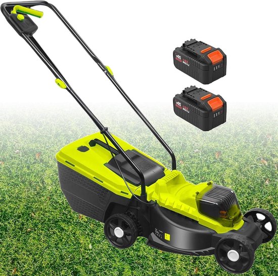 Accu grasmaaier - Elektrische maaier Grasmaaier - Gazon onderhouden - Borstelloze motor - 33 cm maaibreedte - Zwart