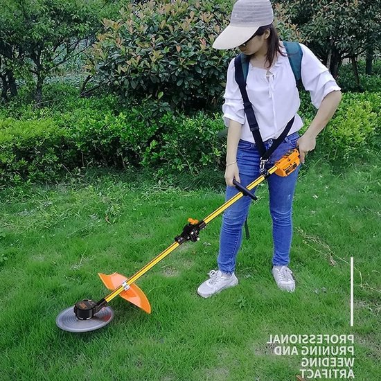 Accu Grasmaaier - Onkruidmaaier Tuin - Gazon Onderhoud - Draagbaar Ontwerp - 35 kg - Geel