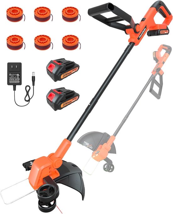 Accu Grastrimmer met 2x Accus en Oplader - 30 cm 2-in-1 Graskantensnijder|Bosmaaier - Automatische Draadaanvoer - Elektrisch Grasmaaier - 6 Draadspoelen. van Merkloos	