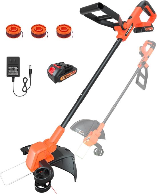 Accu Grastrimmer met Accu en Oplader - 30 cm 2-in-1 Graskantensnijder|Bosmaaier - Automatische Draadaanvoer - Elektrisch Grasmaaier - 3 Draadspoelen. van Merkloos	