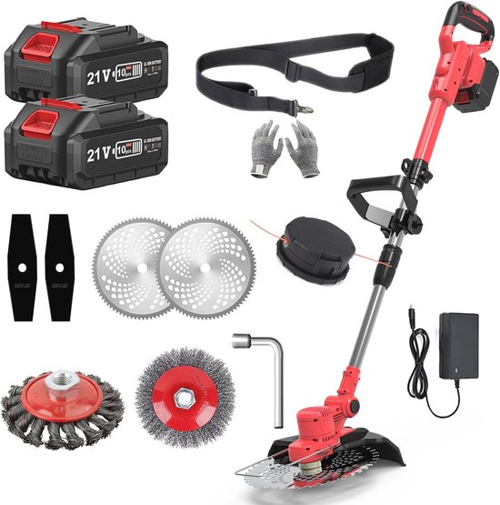 Accu Grastrimmer met Onkruidborstel - 4,0 Ah, 9 Inch Maaibreedte - Voor Efficiënt Tuintrimmen