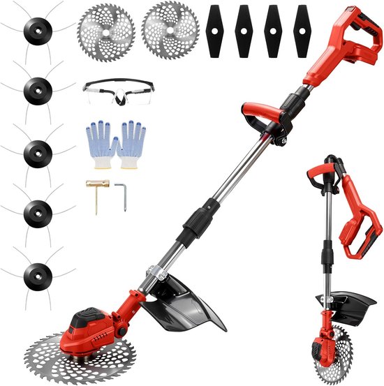 Accu Grastrimmer - Onkruidborstel Bosmaaier - Gazon Tuin Onderhoud - Borstelloze Motor - 24cm Maaibreedte - Zwart