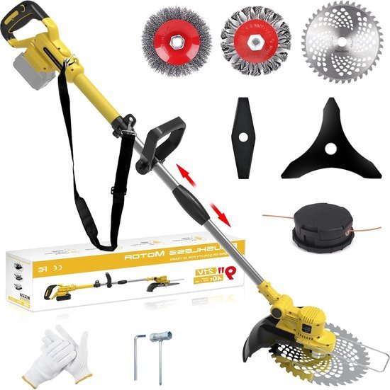 Accu grastrimmer voor Makita met onkruidborstel en 5 soorten messen - 4-in-1 borstelloze bosmaaier Grastrimmer met accu van VONROC