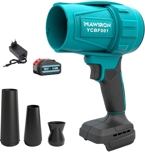 Accu Handbladblazer 18V Turbo – Stofblazer met 5500mAh Lithium-ion Accu & 3 Luchtmondstukken van Merkloos	