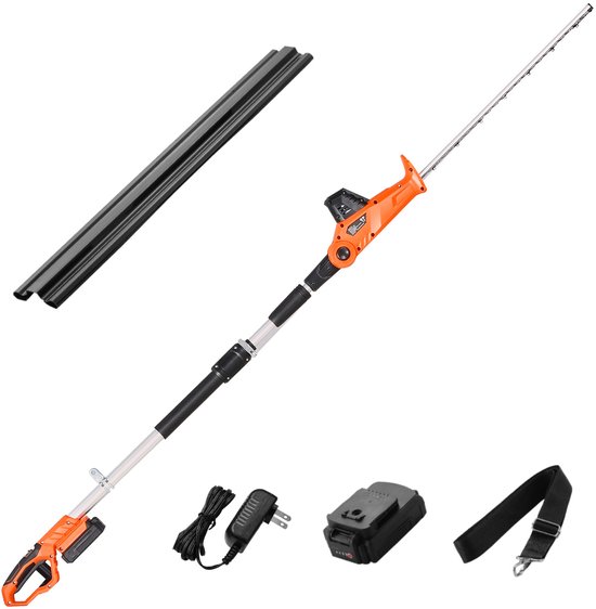 Accu Heggenschaar, 1200 O/min, Uitschuifbaar van 199-248 cm, Heggentrimmer voor Hoge Takken, 20 V Accu, Draadloos Model met 51 cm Mes, 5 Verstelbare Hoeken voor Tuin en Hof van Merkloos	