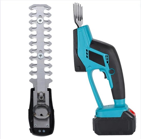 Accu Heggenschaar Inclusief Accu - Heggenschaar Electrisch Met 2 Opzetstukken - Tuinschaar Grasschaar Met Accu van Merkloos	