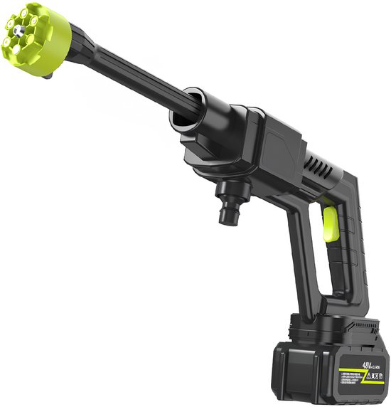 Accu Hogedrukreiniger – 300W – 30 Bar – 2x 1500mAh Accu – 6-in-1 Sproeikop – 5m Slang voor Auto Tuin en Terras