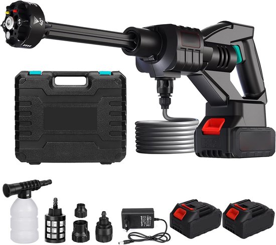 Accu Hogedrukreiniger - 55 Bar Mobiele Drukreiniger - Draadloze Hogedrukreiniger - met 2x Batterij - voor Auto, Hekwerk, Vloerreiniging en Bewatering van Merkloos	