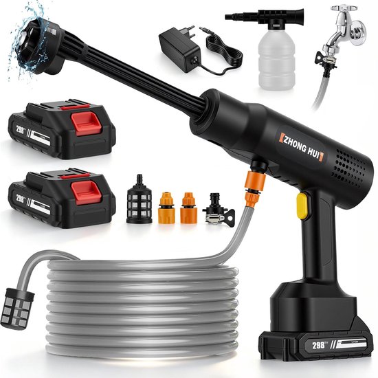 Accu-hogedrukreiniger 6-in-1 - 2 x 6,0 Ah accu's - 240 l/u - mobiel gebruik voor autowassen - SnelShoppen