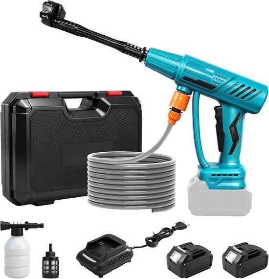 Accu-Hogedrukreiniger - 700 PSI Borstelloze Motor - 4 Snelheden - 45 Min Gebruiksduur - Voor Auto en Terras
