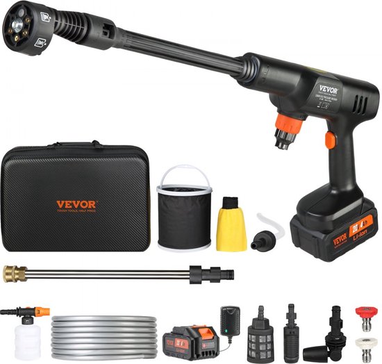 accu-hogedrukreiniger, borstelloze waterdrukreiniger, spuitpistool, hogedrukreinigerpistool (21 V, 50 bar, voor mobiel reinigen en bewateren, 3,5 l/min, inclusief accessoires, 0°~40° mondstuk) van Greenworks