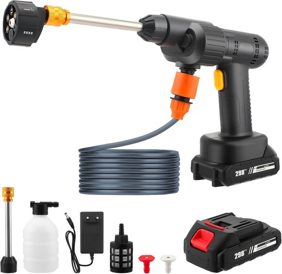 Accu-hogedrukreiniger - Draadloos - 21 V - 240 W Krachtige Hogedrukreiniger - Voor Auto, Terras en Tuin
