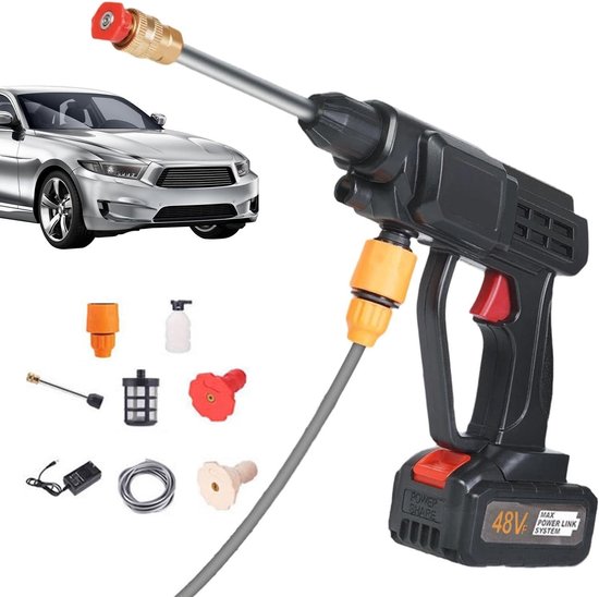 Accu Hogedrukreiniger - Draadloos - Verstelbare Waterstraal - Compact - Voor Tuin, Terras en Auto