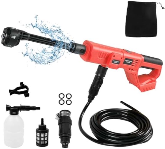 Accu-hogedrukreiniger voor Milwaukee M18 18 V accu, 1000 PSI draagbare handhogedrukreiniger met 6-in-1 mondstuk, schuimreservoir en 5 m slang voor auto, huis en tuin