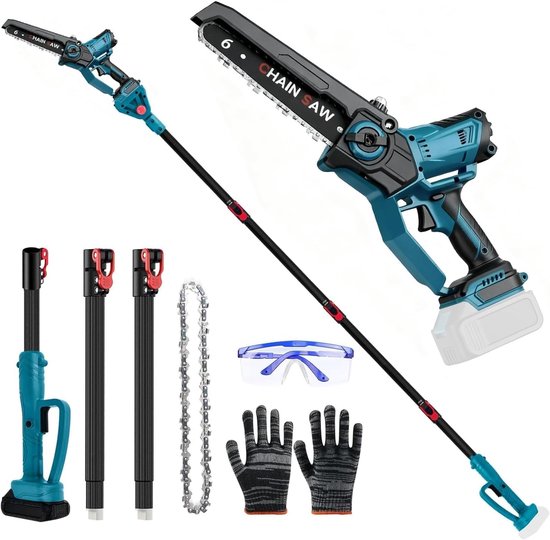 Accu hooggrijper kettingzaag 6 inch - telescopisch - brushless motor - ideaal voor het snoeien van takken - ShopVlot