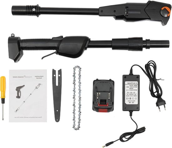 Accu Hoogsnoeier - Telescoop Snoeizaag Elektrisch - Snoeien van Bomen - Krachtige 552W Motor - 1.25 Meter - Zwart