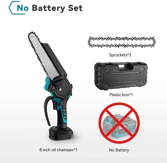 Accu Kettingzaag - 8 Inch - Mini Kettingzaag - Brushless Motor - 20.000 RPM - Digitaal Display - Draadloos en Oplaadbaar - Voor Houtbewerking - en Tuinklussen - Automatische kettingsmering - Zonder Accu van VONROC