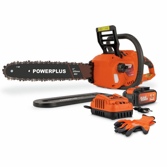 Accu-kettingzaag - Dual Power - POWDPGCSS2 - 40V snoerloze snoeischaar - 350 mm geleiderail - Inclusief accu en oplader van Merkloos	