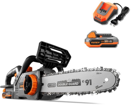 Accu-kettingzaag - FUXTEC FX-E1KS20 - 20V 10-inch geleider - 2Ah accu en 2,4A opladerset van Merkloos	