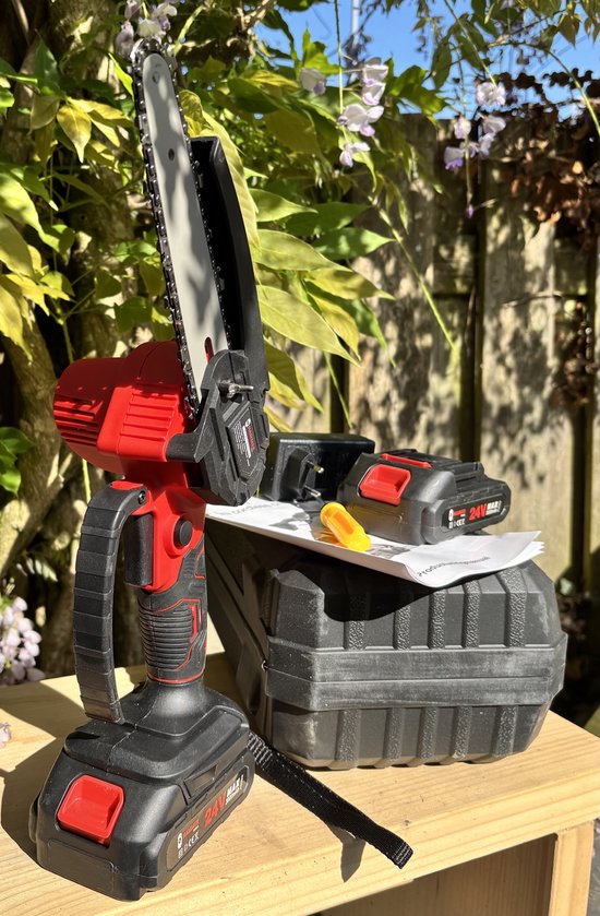 accu kettingzaag mini elektrische tuinzaag op accu van Merkloos	