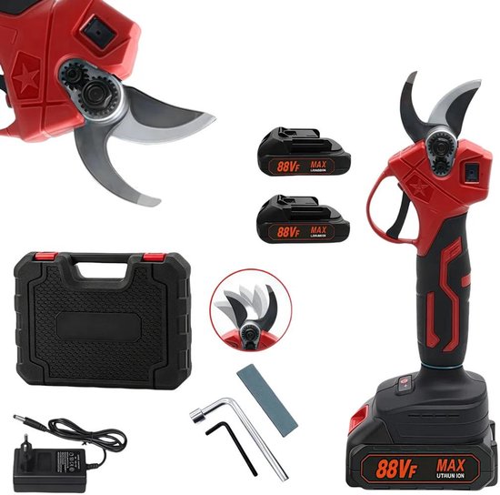 Accu snoeischaar 21V – Elektrische tuinschaar – 0-30 mm – Met 2 accu’s en digitale display