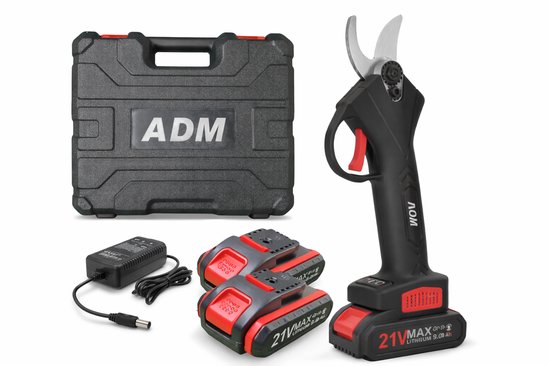 Accu Snoeischaar 30mm – Elektrische Snoeischaar met 2 Accu’s – Professionele Takkenknipper incl. Koffer van Merkloos	