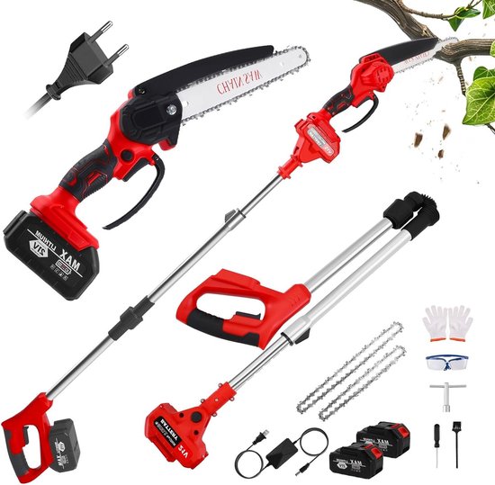 Accu Snoeischaar - Takkenschaar Kettingzaag - Tuinonderhoud Snoeien - 4-in-1 Telescoop - 20 cm 20V - Zwart