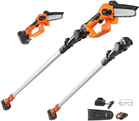 Accu Snoeischaar - Takkenzaag Telescoop - Hoge Takken Snoeien - Borstelmotor Verstelbaar - 2.44 Meter Bereik - Oranje