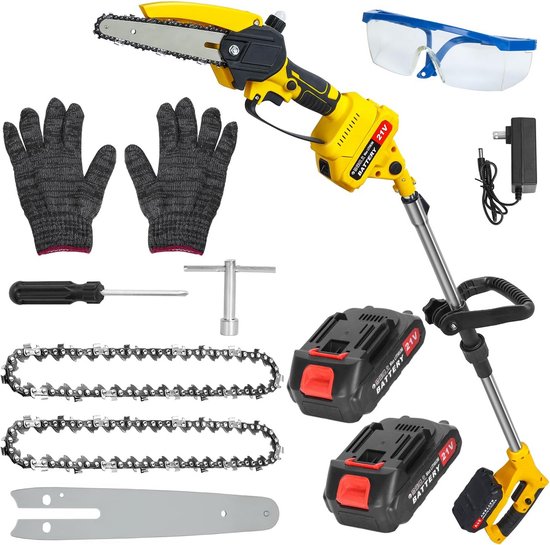 Accu Snoeischaar - Telescoop Snoeier - Boom Snoeiwerk - Borstelloze Motor - Tot 1.8 Meter - Geel