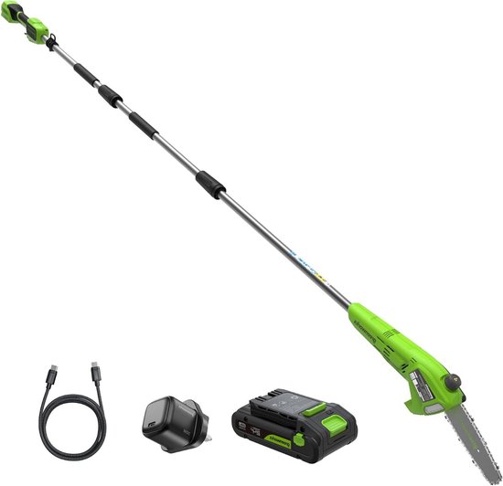 Accu Snoeizaag - Telescoop Snoeischaar - Hoge Takken Snoeien - Automatische Oliesmering - 2.68 Meter - Groen