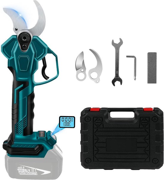 Accu takkenschaar 18 V, opening 65 mm, snijdiameter 40 mm, LCD-display, elektrische snoeischaar, oplaadbare boomschaar voor boomtakken, bloemen. van Merkloos	