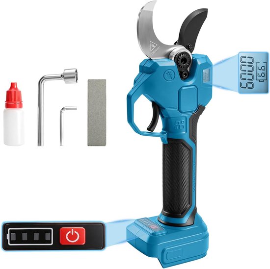 Accu-takkenschaar, 50 mm elektrische snoeischaar voor Makita 18V-accu, borstelloze motor met lcd-display, dubbele - ShopVlot