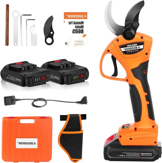 Accu-takkenschaar professionele elektrische takkenschaar met accu 1050 W 21 V 2 A - 12 m verlengkabel van Merkloos	