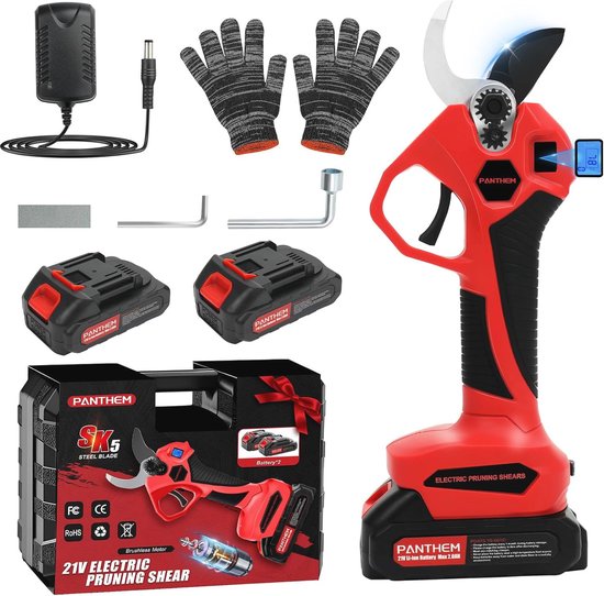 Accu Takkenschaar - Snoeischaar met LCD-Display en Borstelloze Motor voor Eenvoudig Snoeien van Merkloos	