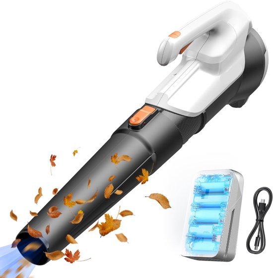 Accubladblazer - Krachtige Elektrische Bladblazer - Draagbaar - Lichtgewicht - 608 m³/h - 100 MPH - met Accu - voor Het Blazen - Bladeren - Grasstof - Bladverwijdering - 20V - Wit van TURBOSTRUXX