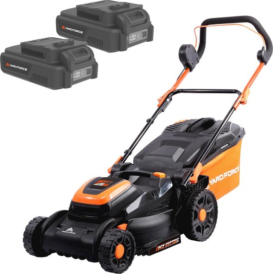 Accugrasmaaier met 37 cm maaibreedte, 20 V 2,5 Ah dubbele accu en 40 liter graszak voor gazons tot 450 m²