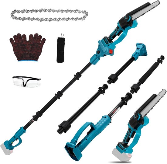 Accukettingzaag 8 inch met telescoopstang - ideaal voor snoeien en tuinonderhoud