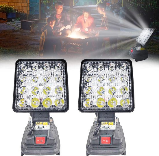 Acculamp voor Makita 18 V - 2 stuks - 27 W led-werklamp - multifunctionele led-spot batterij - draagbare bouwplaatslamp - zaklamp voor Makita 18 V lithium-ion batterij van Monzana
