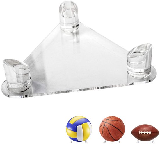 Acryl basketbalring - rugbybalstandaard - driehoekige voetbalhouder - transparant - acryl voetbaldisplaystandaard - driehoekige bolvormige standaard - voor het tentoonstellen van volleyballen, voetballen en rugbyballen.