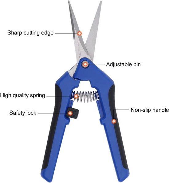 Actie4you® - Bloemenschaar met antislip handgreep - Vlijmscherp voor gladde snijoppervlaktes - Fruitschaar – Oogstschaar – Kruidenschaar - Snoeischaar voor bloemen - Blauw van Actie4you®