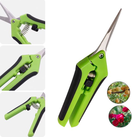 Actie4you® - Bloemenschaar met antislip handgreep - Vlijmscherp voor gladde snijoppervlaktes - Fruitschaar – Oogstschaar – Kruidenschaar - Snoeischaar voor bloemen - Groen van Actie4you®