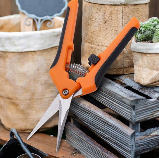 Actie4you® - Bloemenschaar met antislip handgreep - Vlijmscherp voor gladde snijoppervlaktes - Fruitschaar – Oogstschaar – Kruidenschaar - Snoeischaar voor bloemen - Oranje van Actie4you®