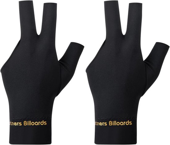 Ademende Tokaneit biljart handschoenen met open vingers voor pool, snooker en carrom spellen - 2 stuks, zwart van Merkloos	