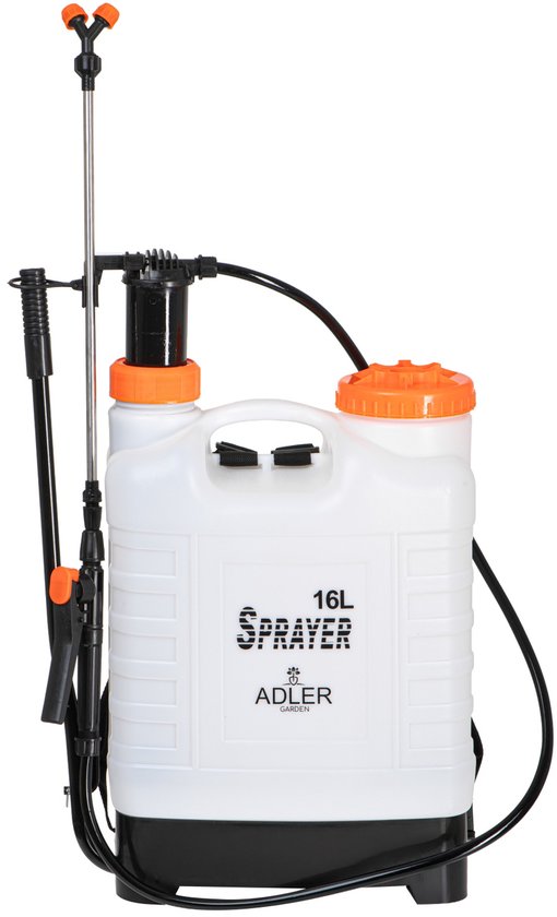 Adler AD 6810 Rugdruksproeier / Drukspuit 16 Liter – Handmatig – Backpack Tuinsproeier – Telescopische Sproeilans van Merkloos	